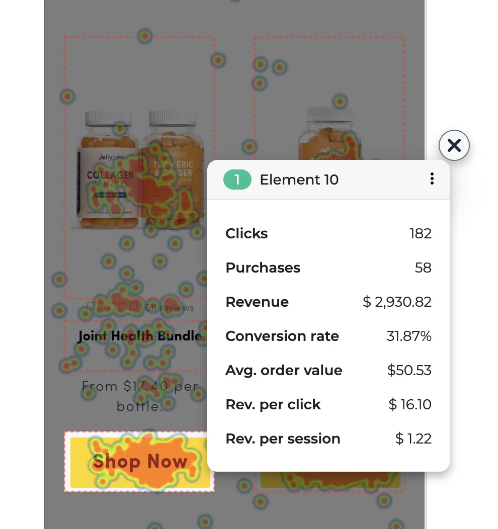 Click tracking tied to revenue - heatmap.com