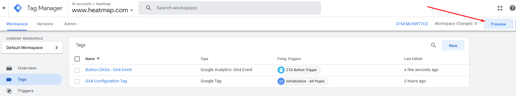 Preview mode in GTM