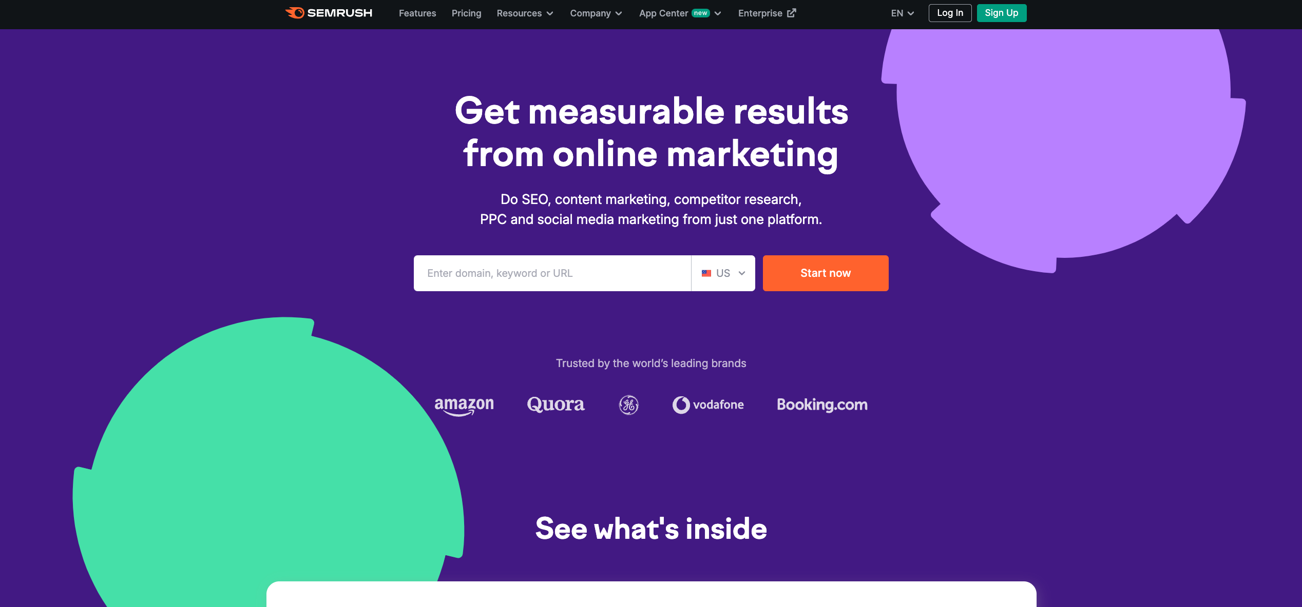 SEMrush homepage