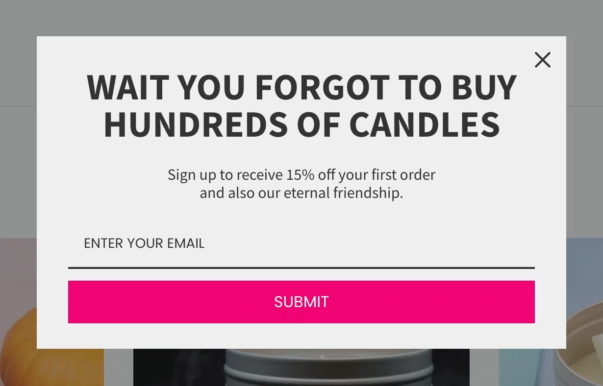 email popup form