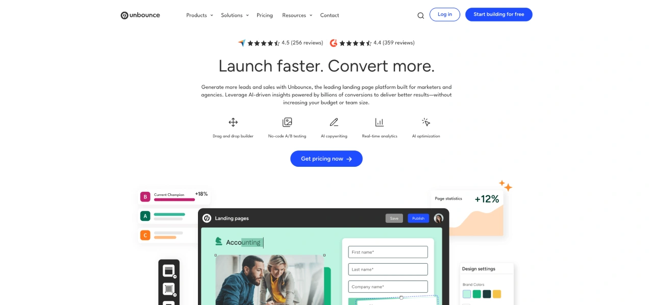 unbounce homepage