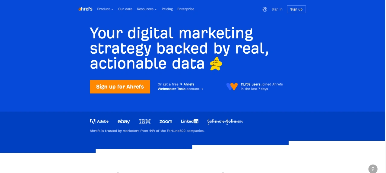 ahrefs homepage