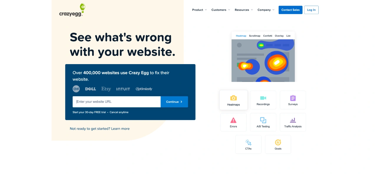 crazy egg homepage