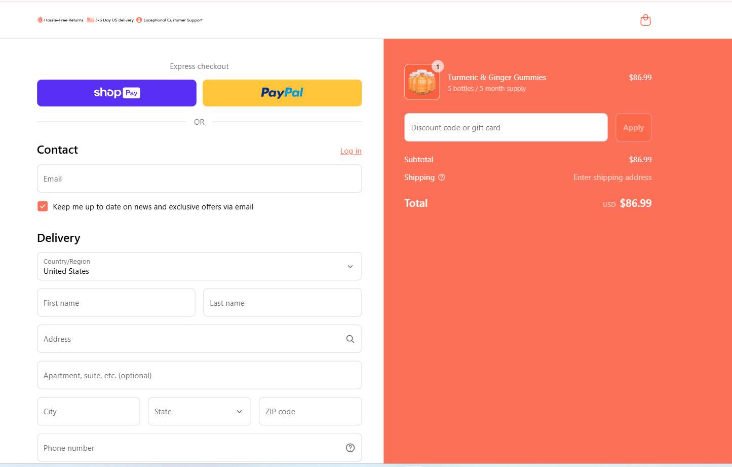 jellybee's checkout page