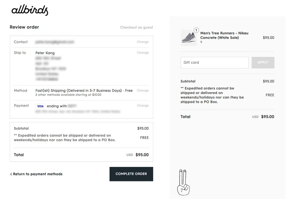 single page checkout