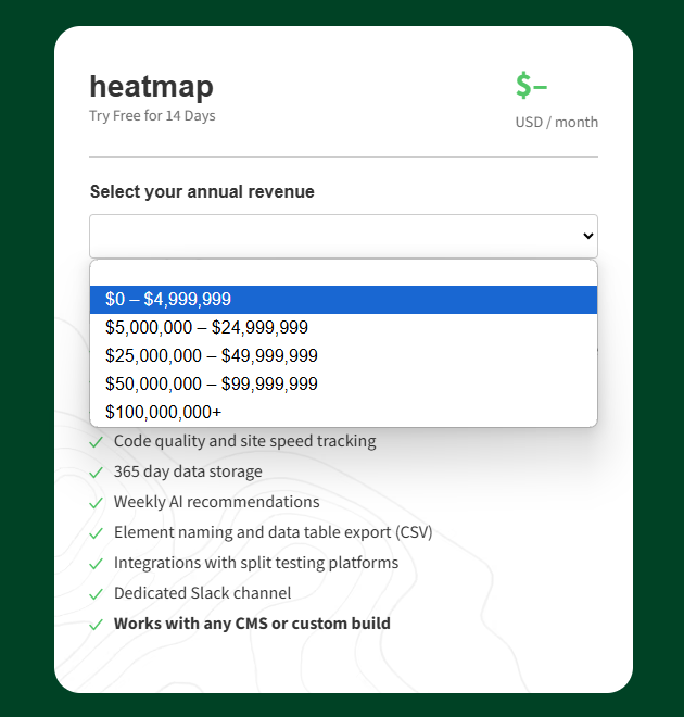 heatmap pricing
