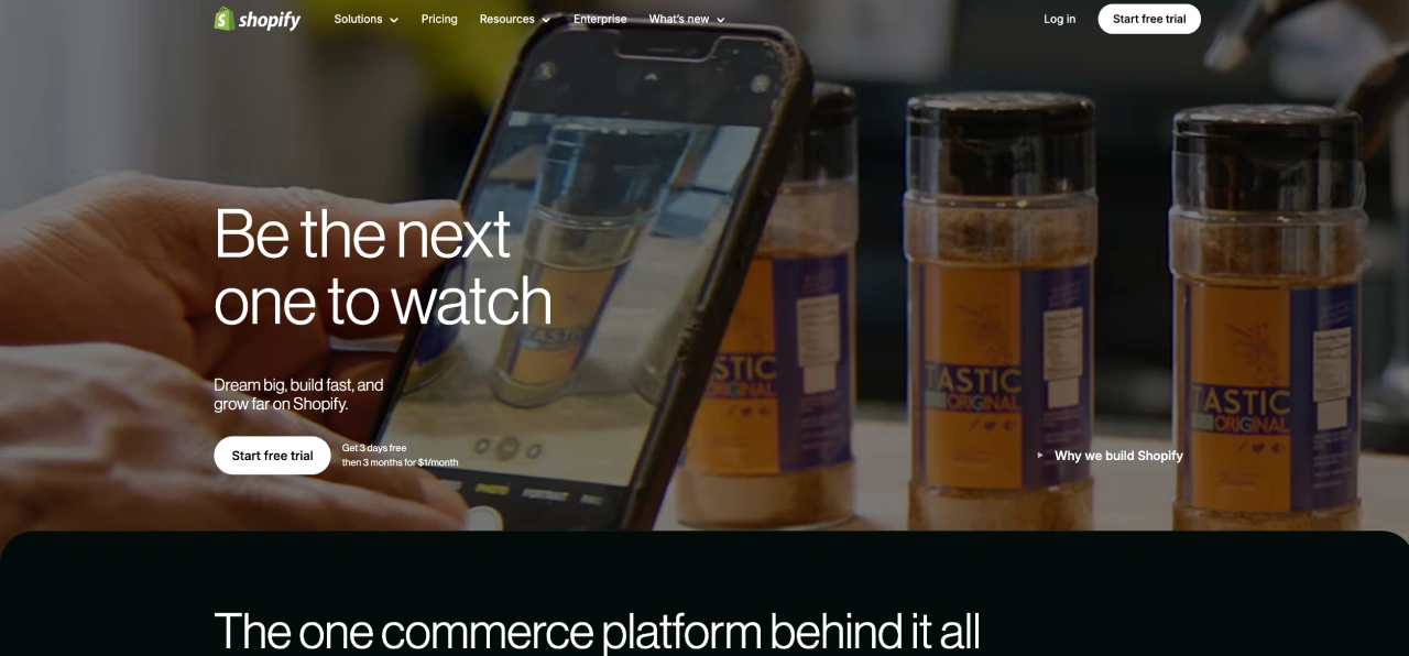 shopify homepage
