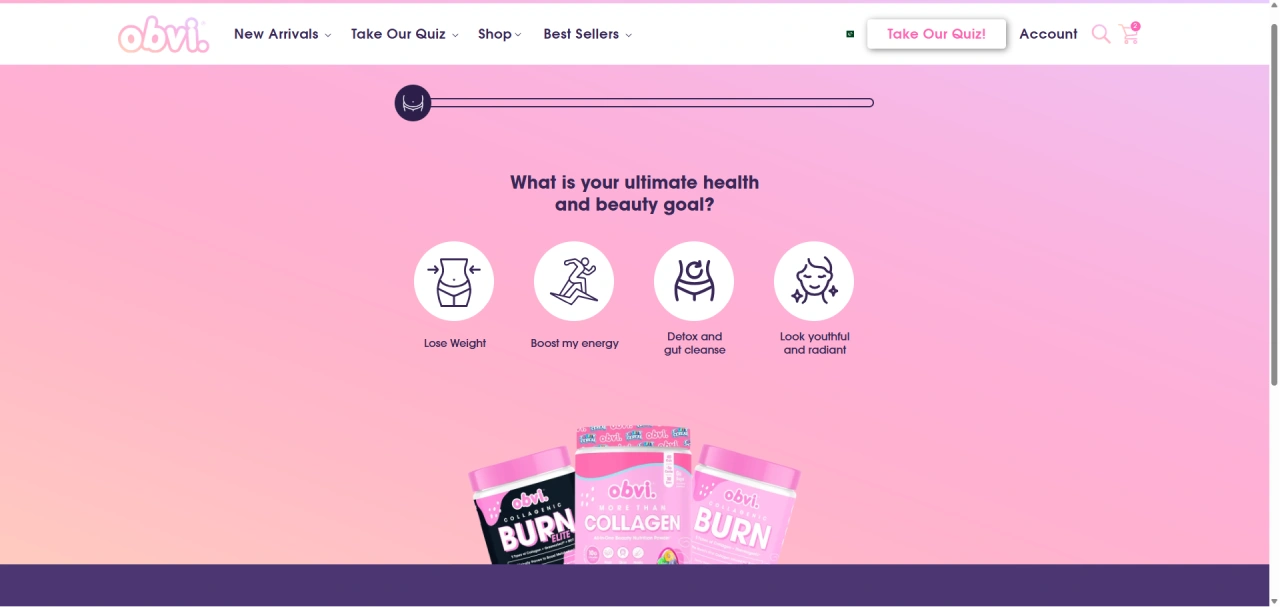 obvi's take a quiz feature